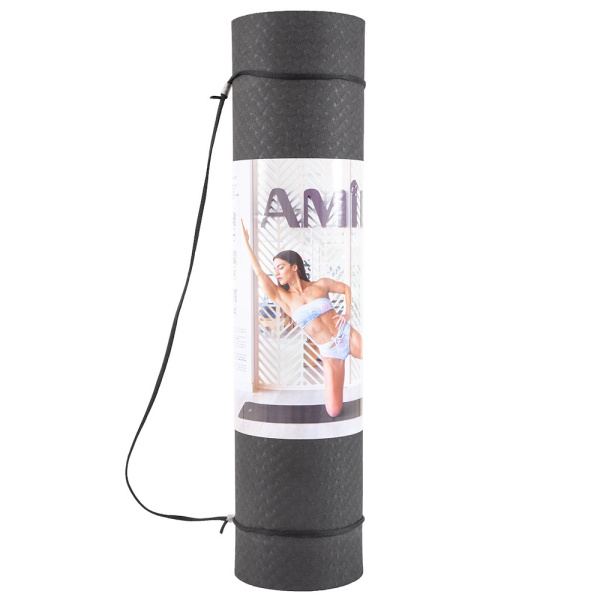 Amila Στρώμα Yoga 8mm TPE Μαύρο/Γκρι (81772-Black) - Μαύρο