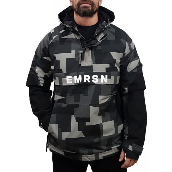 Emerson Hooded Pullover Jacket (232.EM10.61-PR408 OLIVE BLACK) - Μαύρο